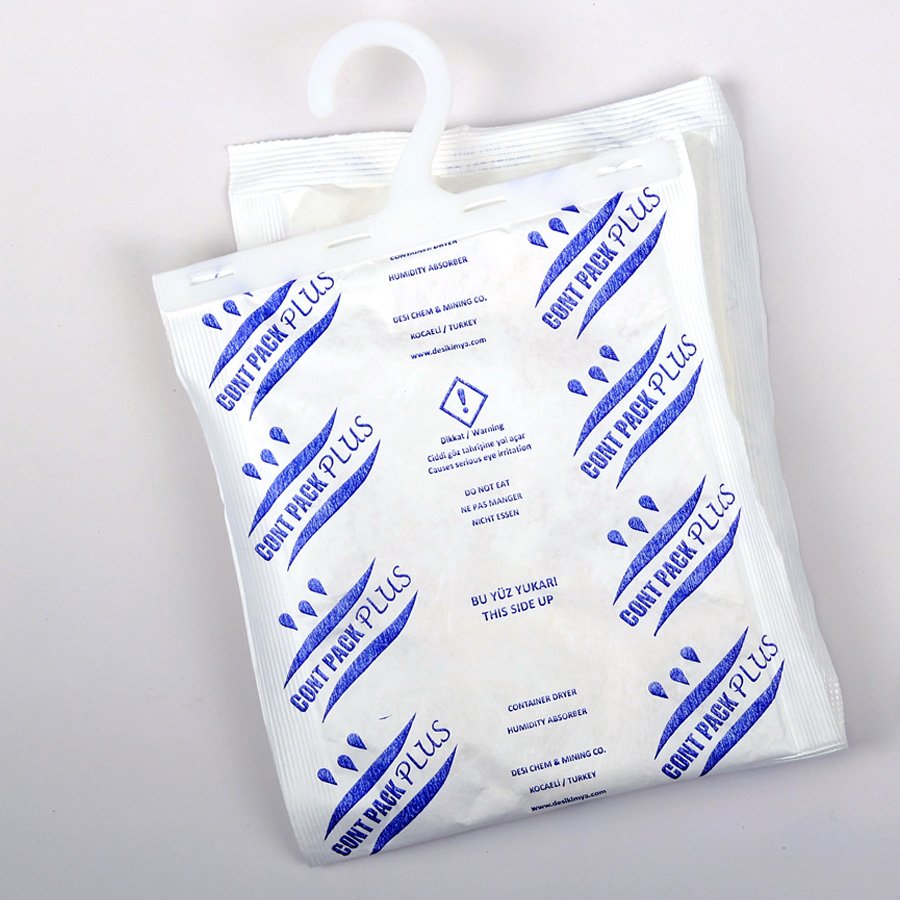 TRUGUARD Cont Pack Plus hanging container desiccant placement in a shipping container